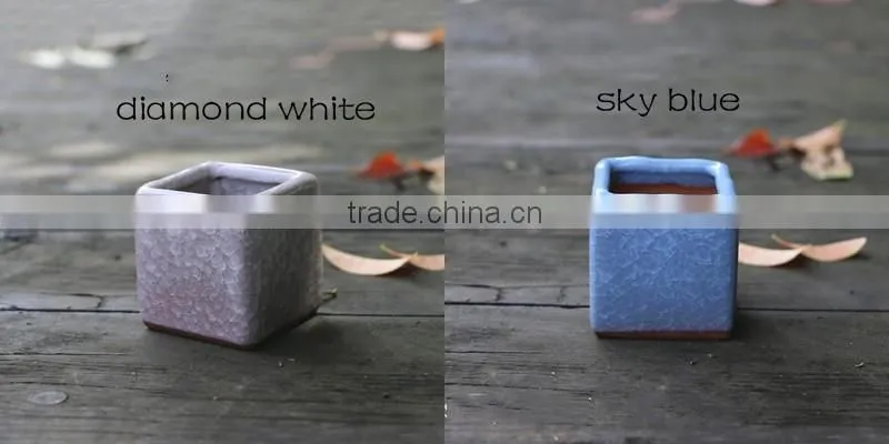 Whosale different colours decoration square ceramic bonsai pots china with hole