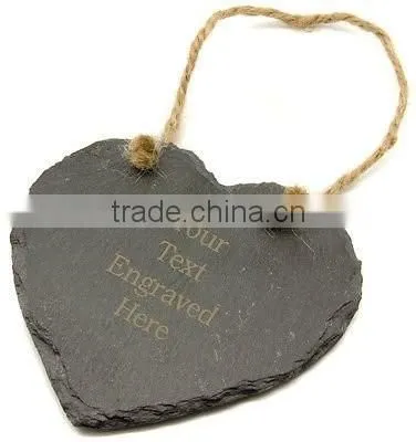 Natural Slate Hanging heart with rope ,decorative salte Plaque