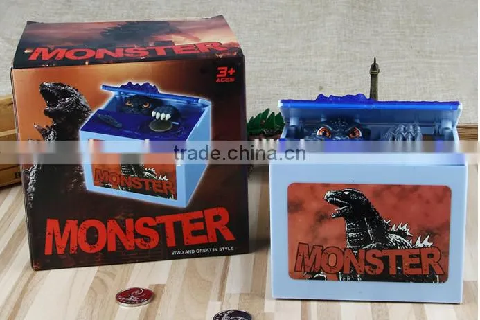 Latest Arrival Music Fancy Godzilla Stealing Money Piggy Bank, Electric Decorative Novelty Monster Coin Bank For Kids