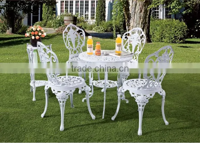 2017 white cast aluminum patio furniture outdoor dining sets table and chairs