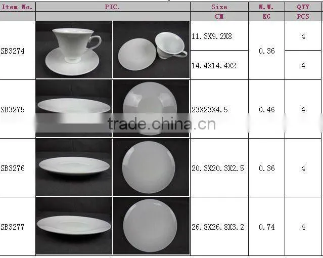 20 pcs white porcelain dinner set