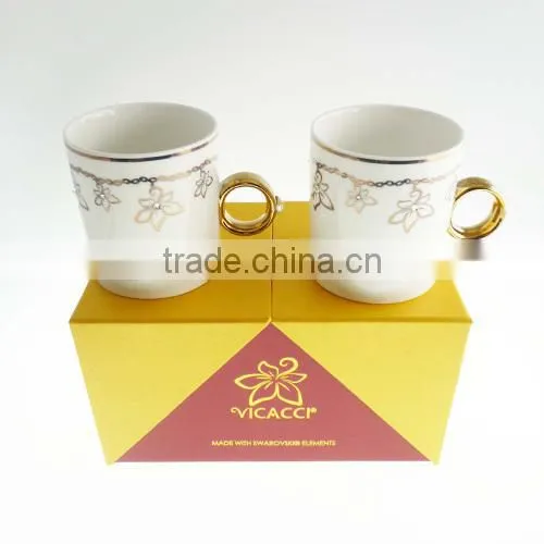 Alibaba Express Ceramic Vicacci Flower Ring Mug Made With Swarovski ElementsV2008A-093NBC-CC (WS1059-130807)