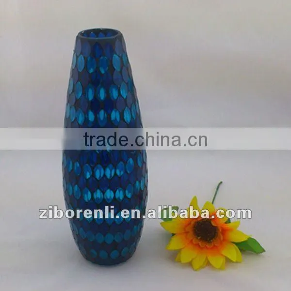 Asian Antiques Tall Colored Mosaic Table Vase Modern Cheap Royal Blue Wedding Decoration