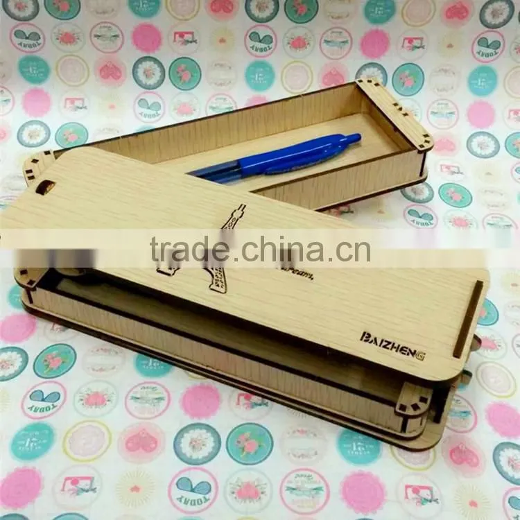 South Korea new design double create wood made pencil box,student stationery case
