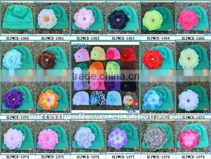 baby winter hat Toddler Cotton knit beanie with peony flower