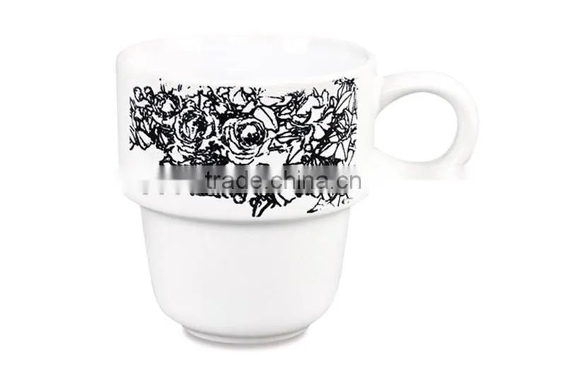 Elegant design color glazed stoneware cheap silk printing mug