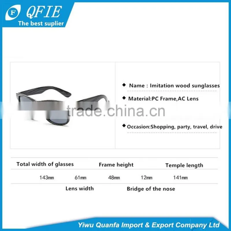 Hot selling fashion grain design imitation wood sunglasses with custom Logo