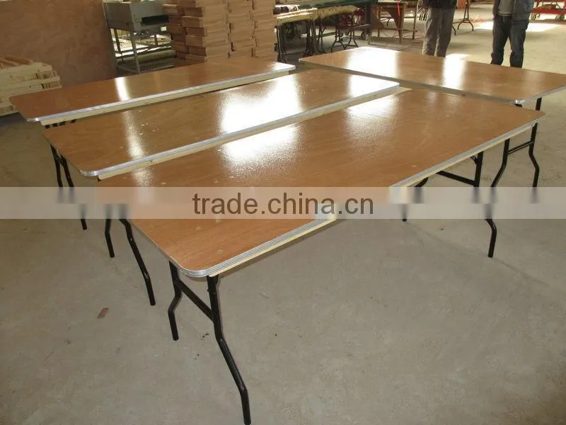 wholesale banquet wooden folding table with Alu table edge factory directly