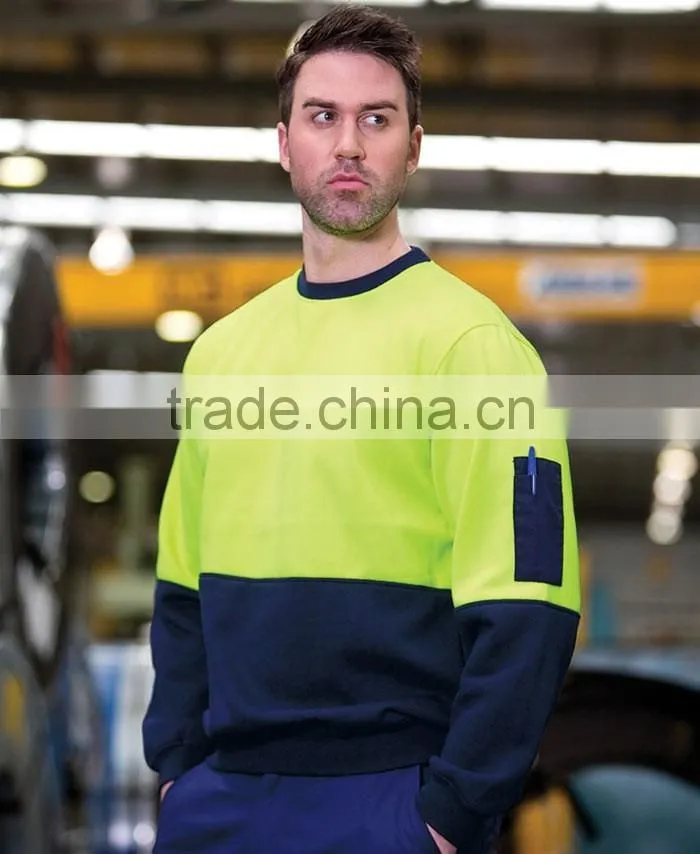 Custom contrast colors for safety hoodies workwear uniform mens hi vis pullover