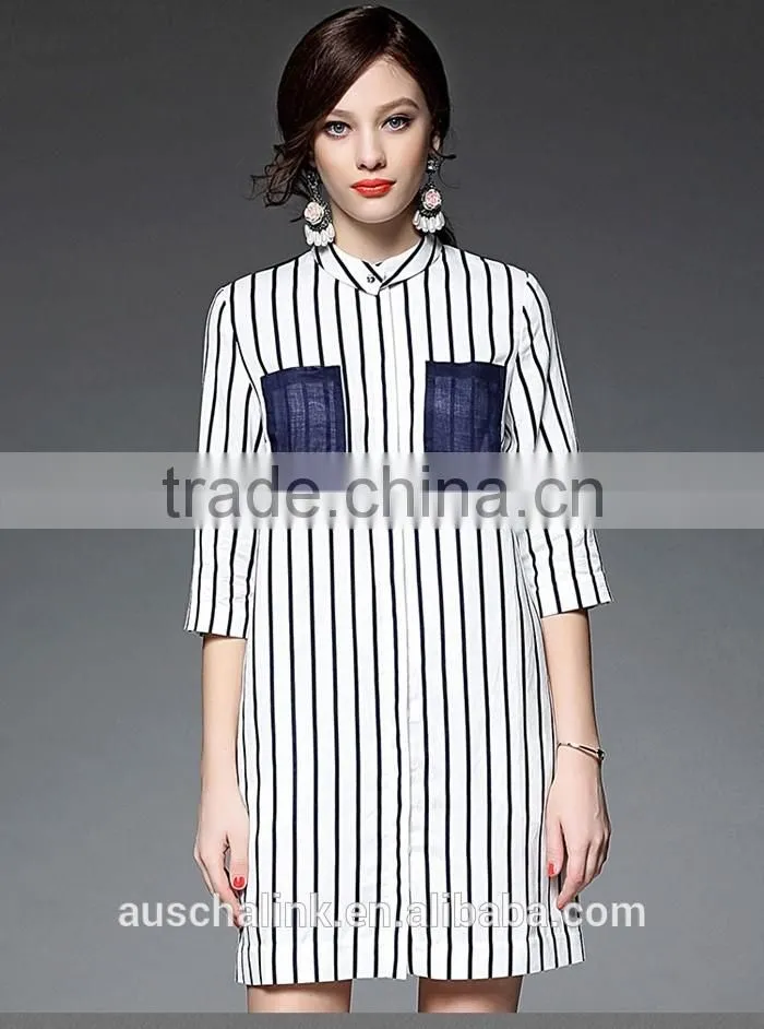 outdoor custom cheap lady striped breathable linen shirt nice design