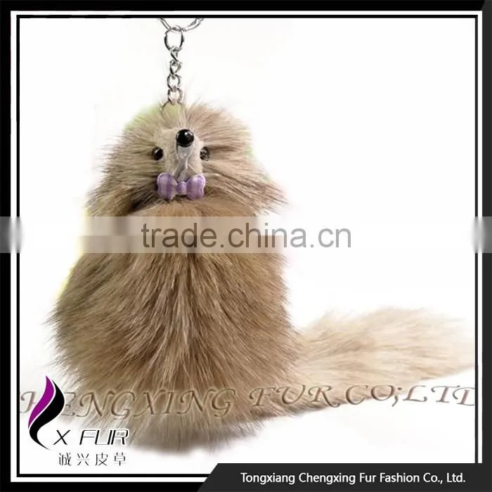 CX-R-15 New Design Promotional Ring Fox Fur Keychain