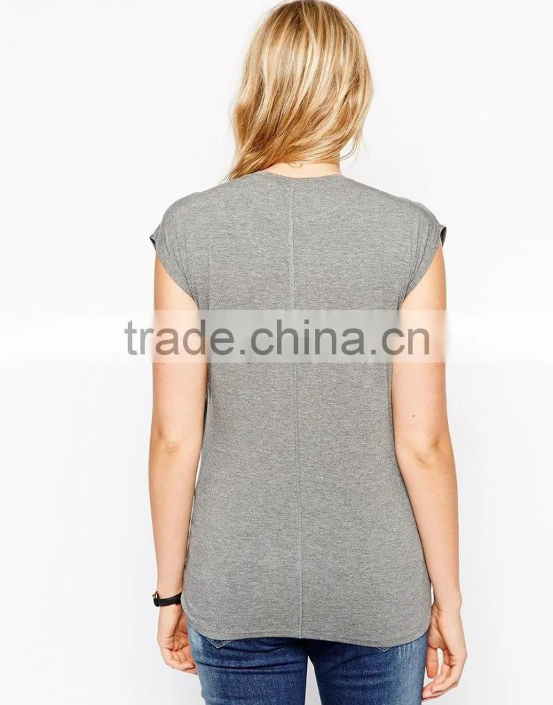 Maternity NURSING T-Shirt with Wrap Overlay