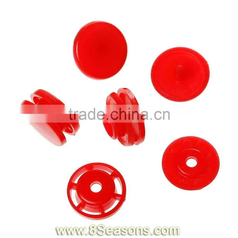 Resin Snap Fastener Set Buttons Scrapbooking Round Red 11mm x 4mm 12mm x 4mm 12mm x 6mm 12mm x 6mm,300Sets,8seasons