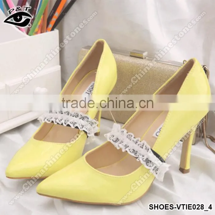 4 Colors Lace Ribbon Shoe Lace Elastic Straps For high heels