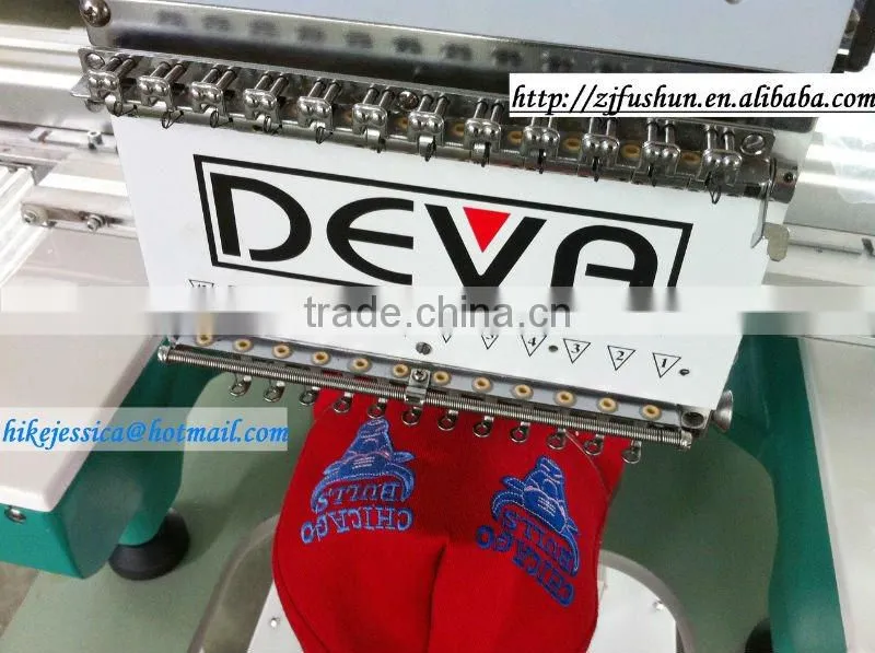 fushun 1201 single head cap tubular t shirt leather and flat computerized embroidery machine for sale
