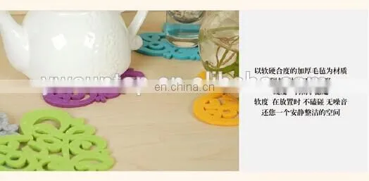 2016 new design elegant felt coaster for wedding decoration