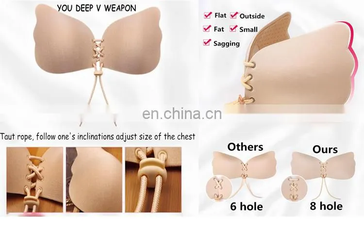 Hot Sale 4 Color Cloth Backless Strapless Invisible Push Up Magic Bra