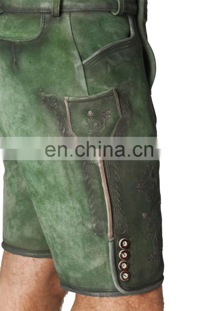 High Quality Bavarian leder Hosen, Trachten Lederhosen (short lederhosen)