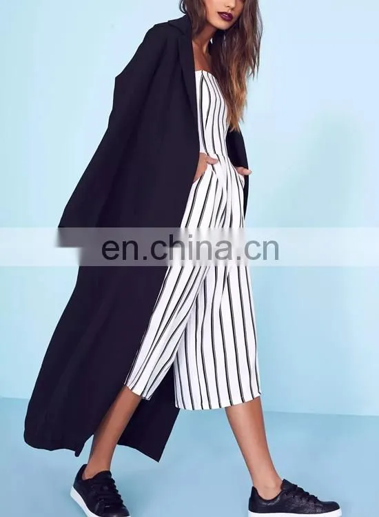 China factory custom fashionable women black color long style wool coat women warn winter coat