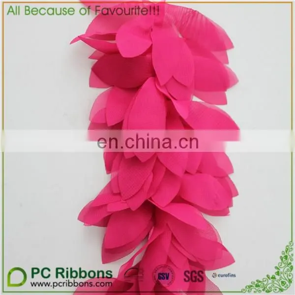 Assorted Colours Flower Petals shabby Leaves Leaf 3D Fabric Craft Sewing Mesh Trim