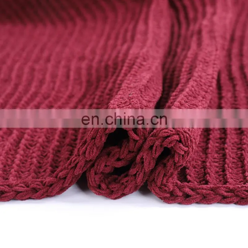 Wholesale High Quality Warm Knit Red Solid Color Throw Blanket