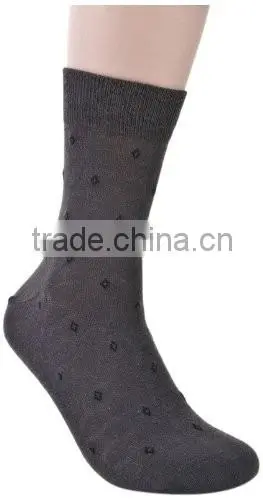 Man's solid color high quality black colorJacquard dress sock tube socks