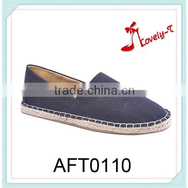 Hot selling latest design lady straw sole flat feet walking shoe with elastic band