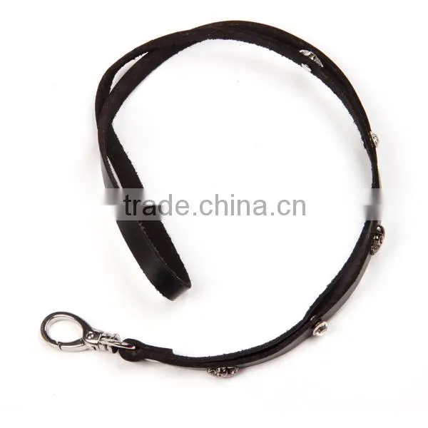 Wholesale crystal handmade phone case fashion skeleton custom PU leather mobile phone key chain