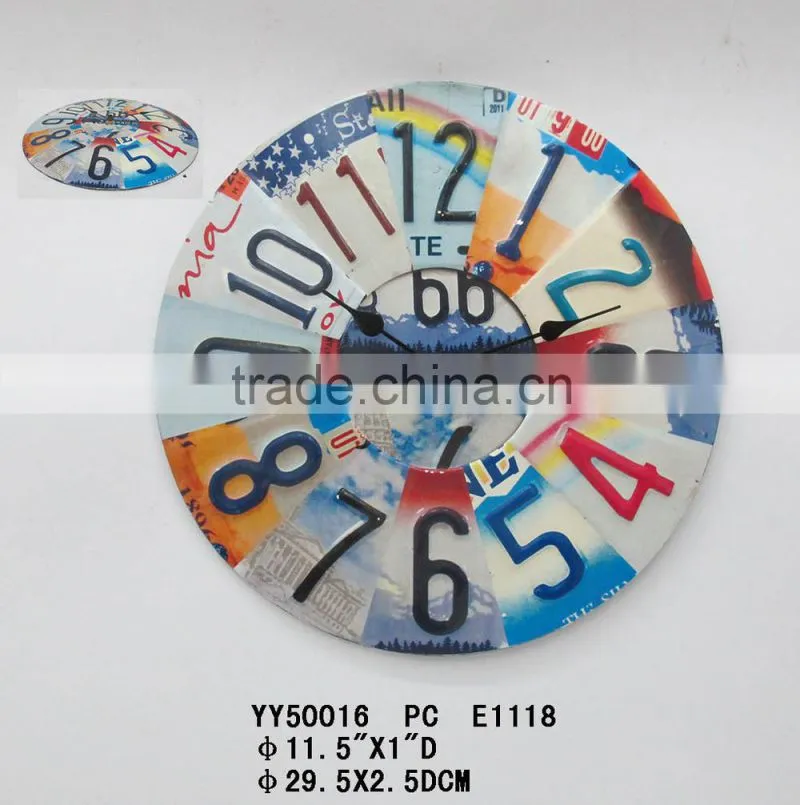 paris tower round metal wall clock, hang clock