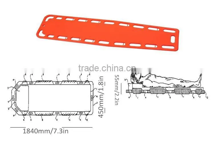 Medical emergency transport HDPE spine board