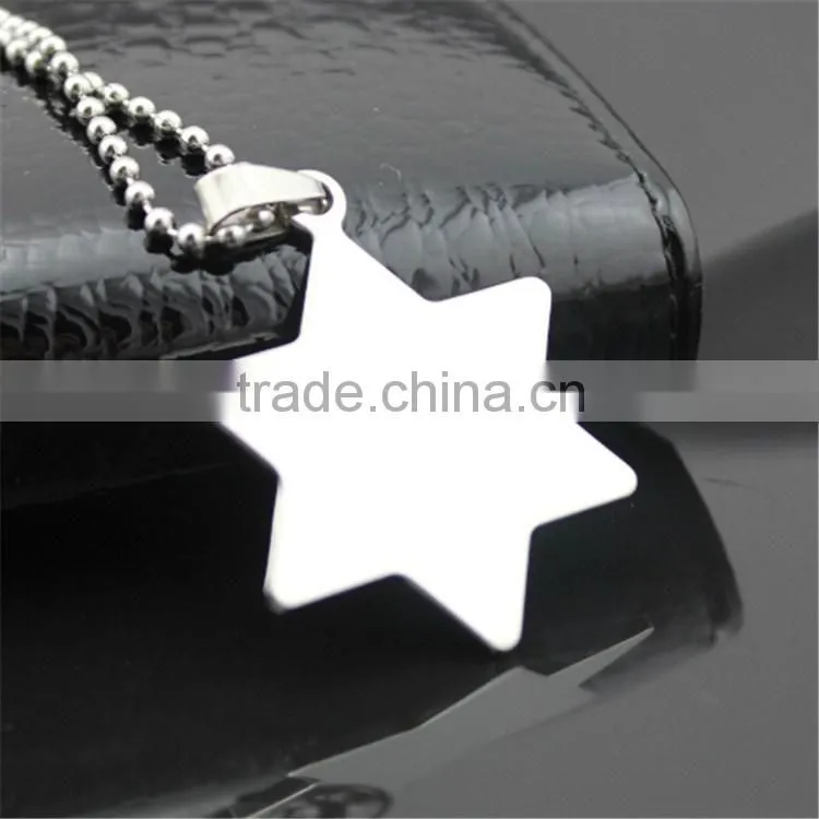 Wholesale double-side polishing stainless steel six point star necklace