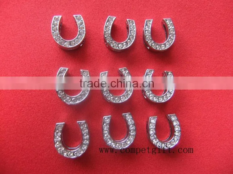 10mm slide horseshoe charm,the metal horseshoe,diamond horseshoe charm