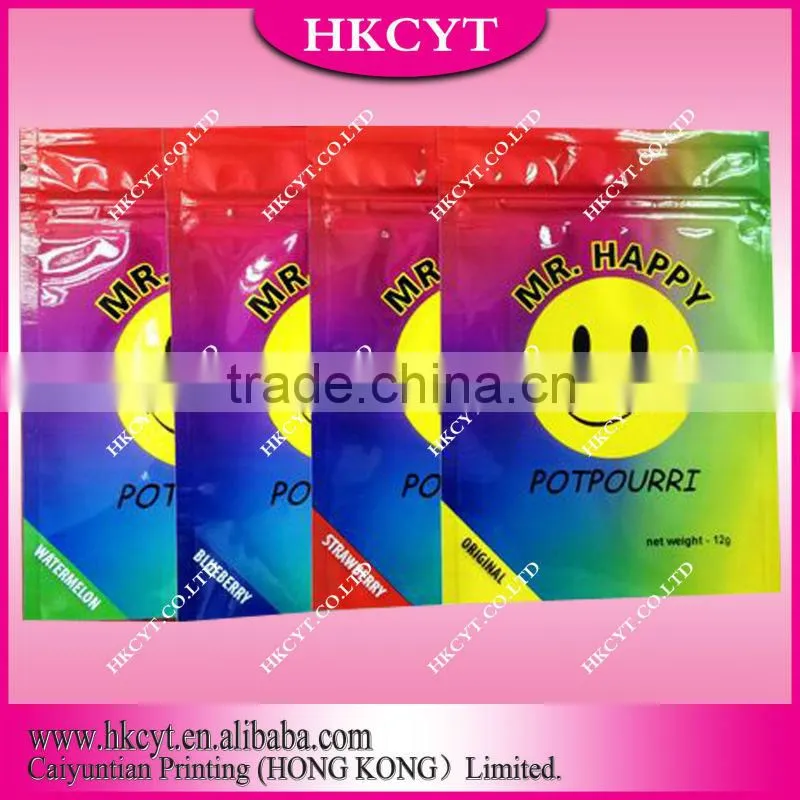 custom printed herbal incense zipper bags