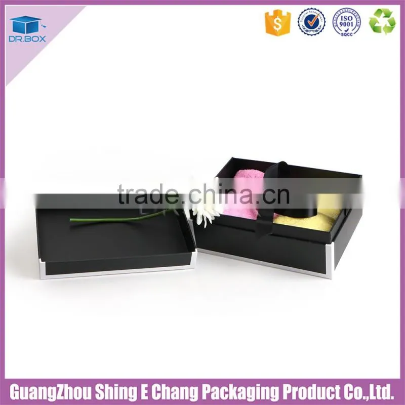 Luxury customized handmade artwork black cardboard printed rectangular gift packaging box/clothes packaging box
