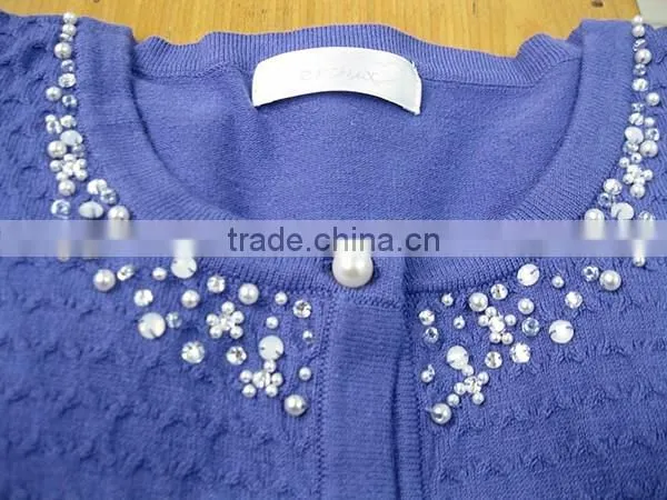 12GG knitting wear, lady special jacquard casual sweater cardigan