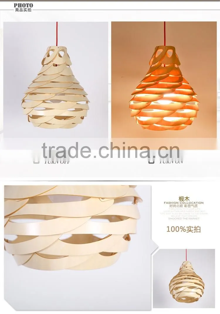 LED pendant light JK-8005B-30 Newest wood color handmade pendant light for children room decoration