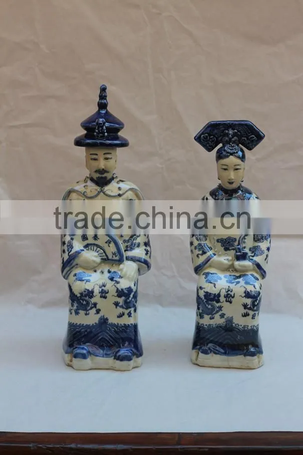 Chinese Antique Porcelain Blue and white Three Lucky Men Statue