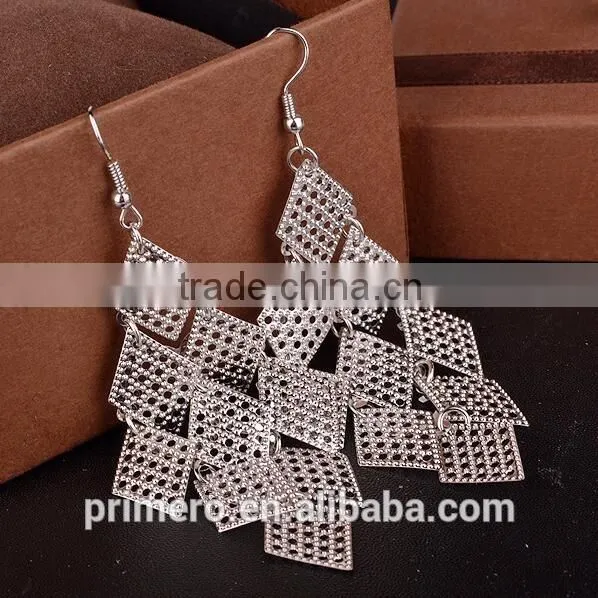 Indian 18k Gold Rhombic Tassel Long Earrings Eardrop Wholesale