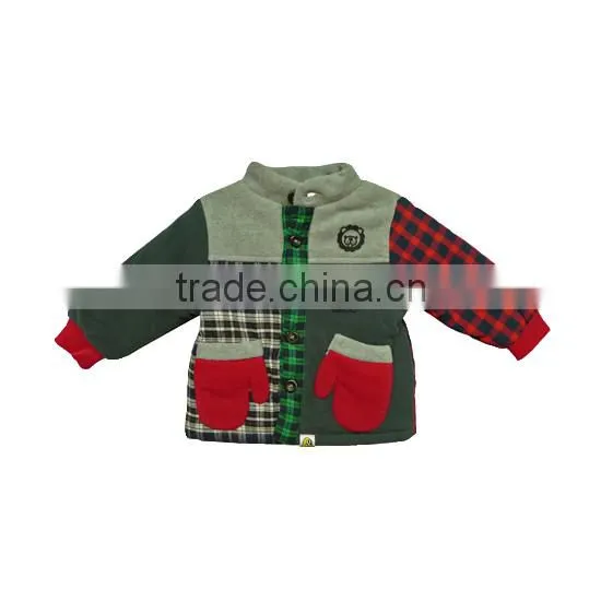 2016 Fashion Products Bros Baby Lion Red Grey Checked Pattern Red Shaped Pocket Unisex Long Sleeve Fleece Jacket