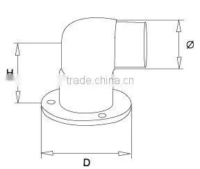 90 degree handrail floor flange/stainless steel handrail floor flange FR-25