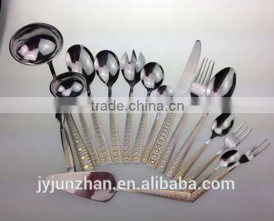 Golden stainless steel cutlery sets spoon fork knife with low price-- direct factory in Jieyang