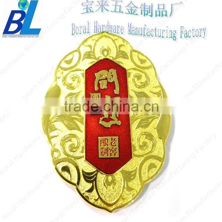 Custom enameled brass oval name plate for handbags