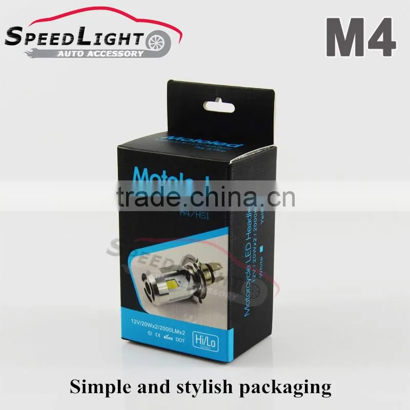 New Arrival M4 Motorcycle LED Headlight H4 20W 2000LM with Hi Low Bean