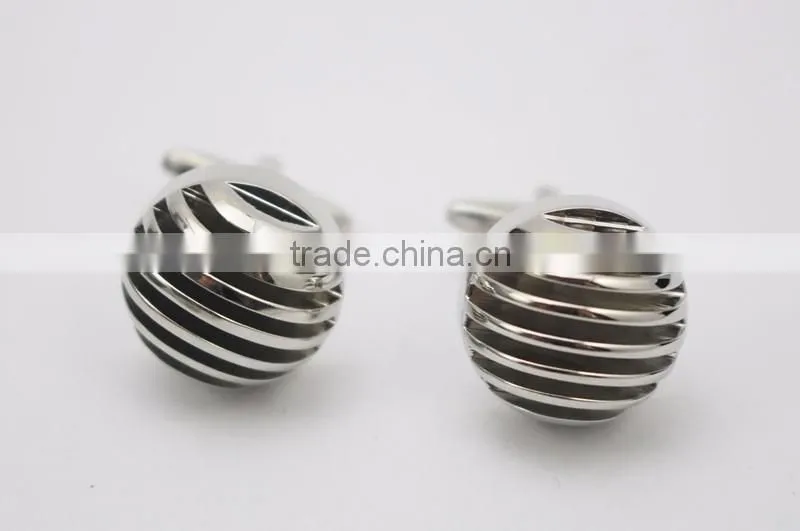Unisex Hollow Striped Round Brass Shirt Cufflinks