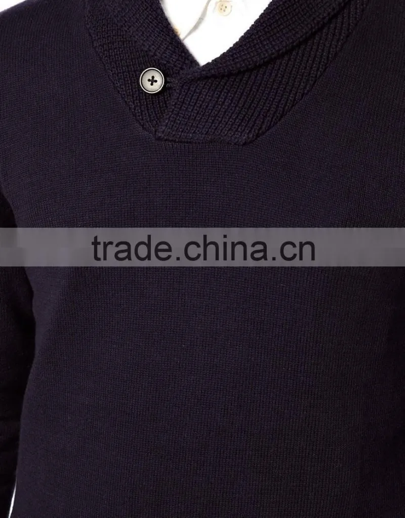 Man's Regular Fit Sweater with Waffle shawl collar