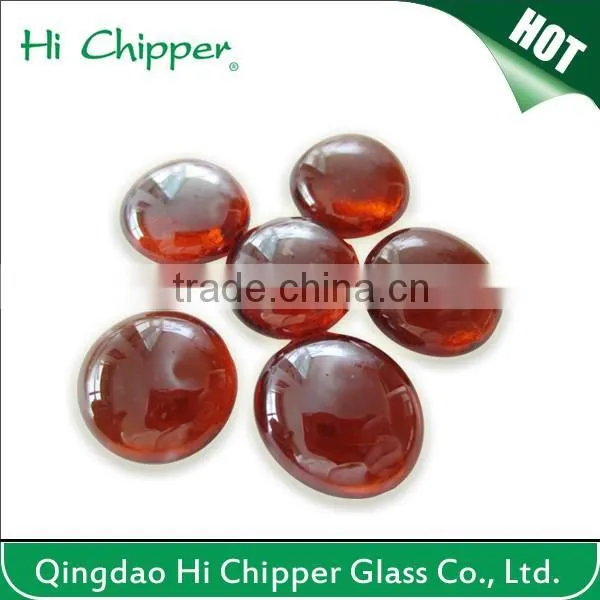 Amber colored flat back fire glass gemstone for fire pit deocration