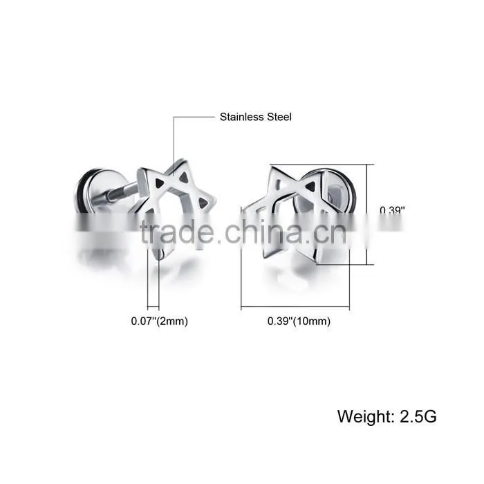 star shape stud wholesale factory stainless steel earring man