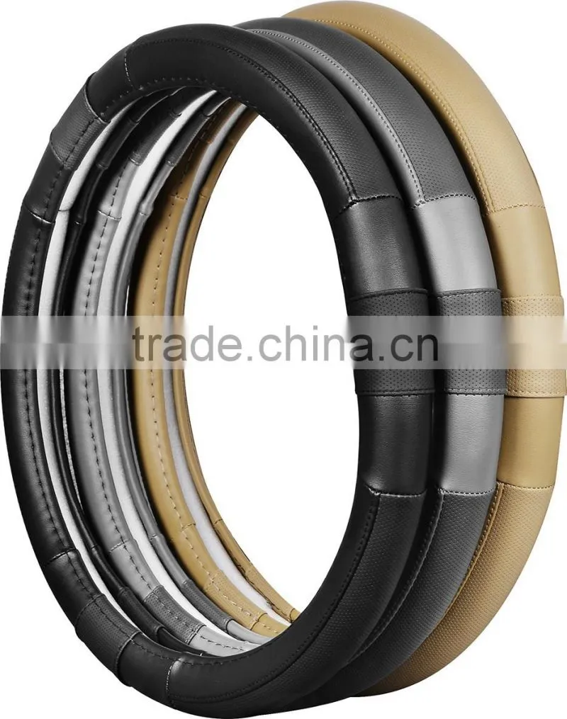 2016 new high quality design leather car steering wheel cover