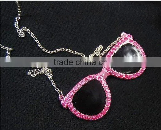 jewelry, alloy rhinestones enamel glass pendant necklace