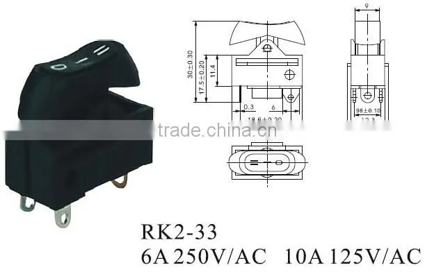 CNGAD RK2 series on-off-on 250V Rocker Switch (mini rocker switch,RK2 boat switch)(RK2-33)